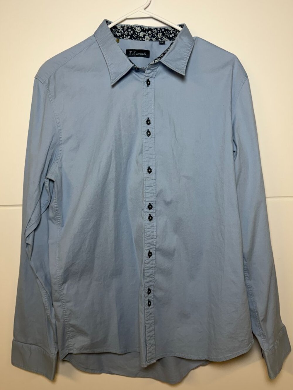 7 Diamonds 4 Way Stretch Button Up Shirt Mens XL White Blue Black